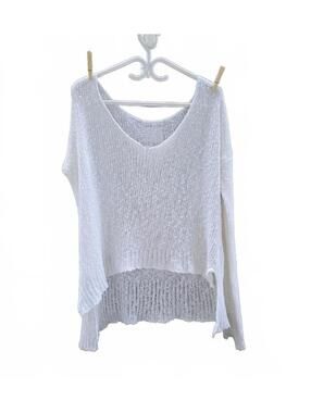 Made in Italy White Lightweight Sheer Knit Summer Sweater Lg. Slouchy, Oversize